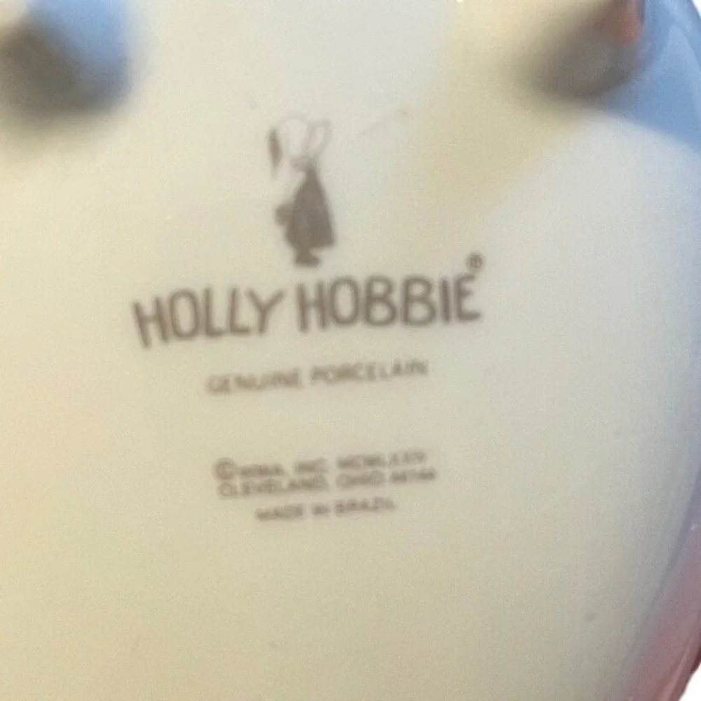Vintage Holly Hobbie Porcelain Egg Shaped Trinket Box Kitten Cat Beautiful Place
